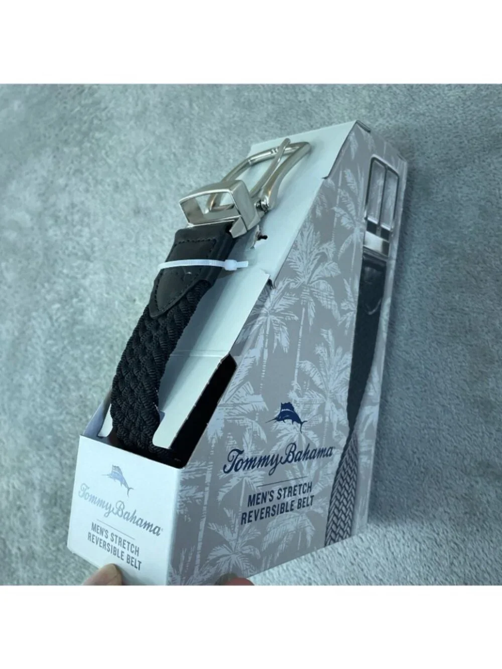 NWT Tommy Bahama Men's Stretch Reversible Belt S/M 34-38 Black/Grey
